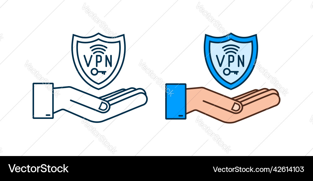 Secure vpn connection concept with hands hnads Secure vpn connection concept with hands hnads vector image