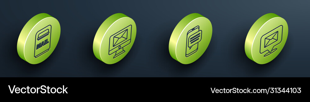 Set isometric mail box monitor and envelope chat Set isometric mail box monitor and envelope chat vector image