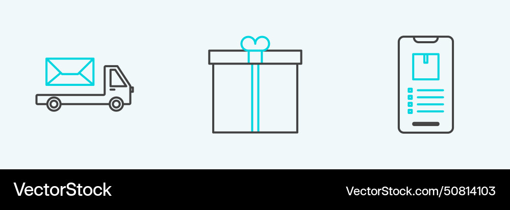Set line mobile phone with app delivery tracking Set line mobile phone with app delivery tracking Vector Image