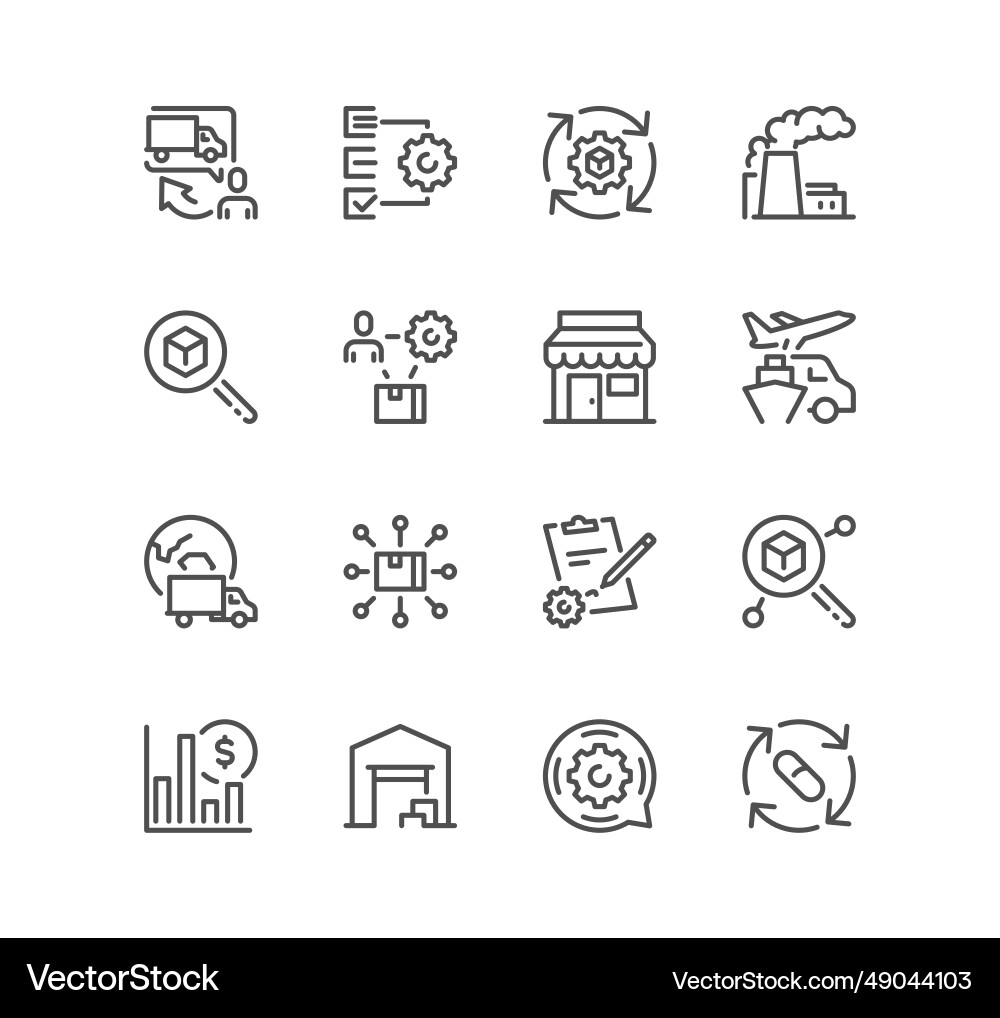 Set of value and supply chain related icons Set of value and supply chain related icons vector image