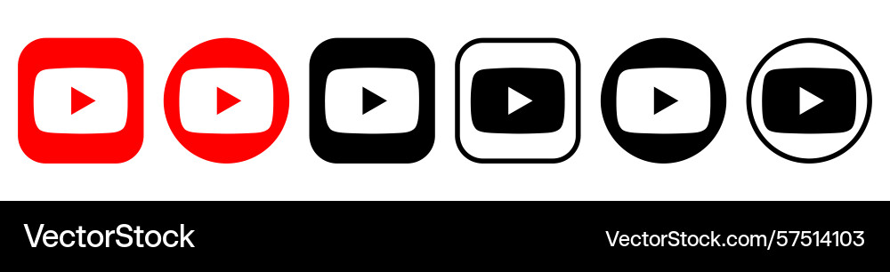 Set of youtube mobile app icons isolated vector image