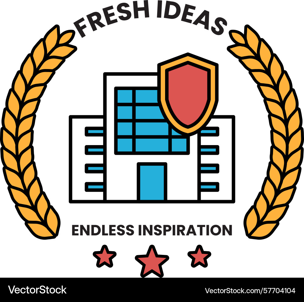 A building with shield on it and the words A building with shield on it and the words Vector Image