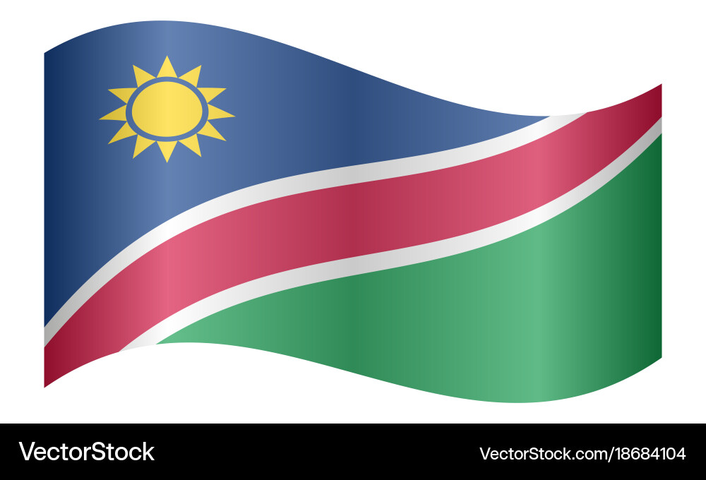 Flag of namibia waving on white background Vector Image