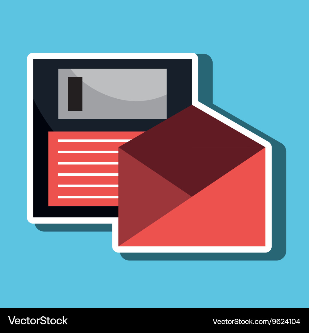 Floppy disk with envelope isolated icon design vector image