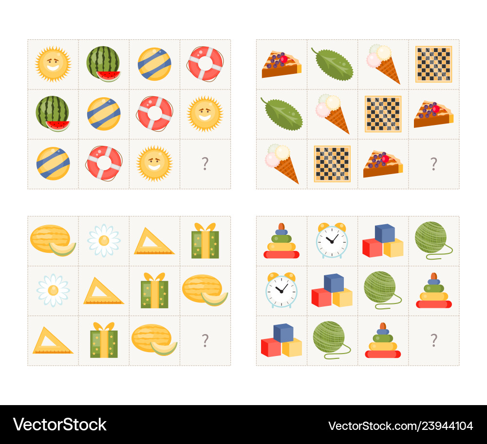Kids Logic Game - Find the Missing Item vector image