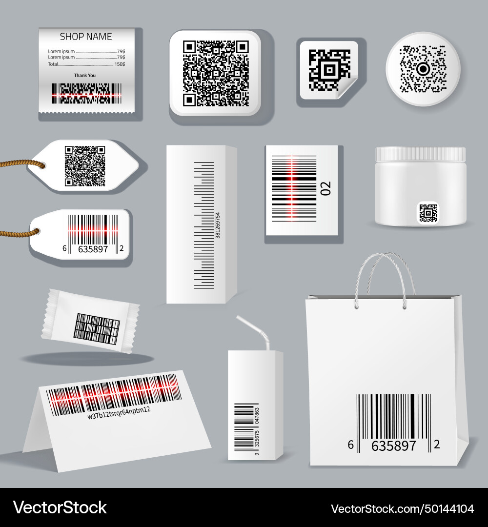 Qr-Bar-Code mit Scan-Symbol-Set Vektorbild