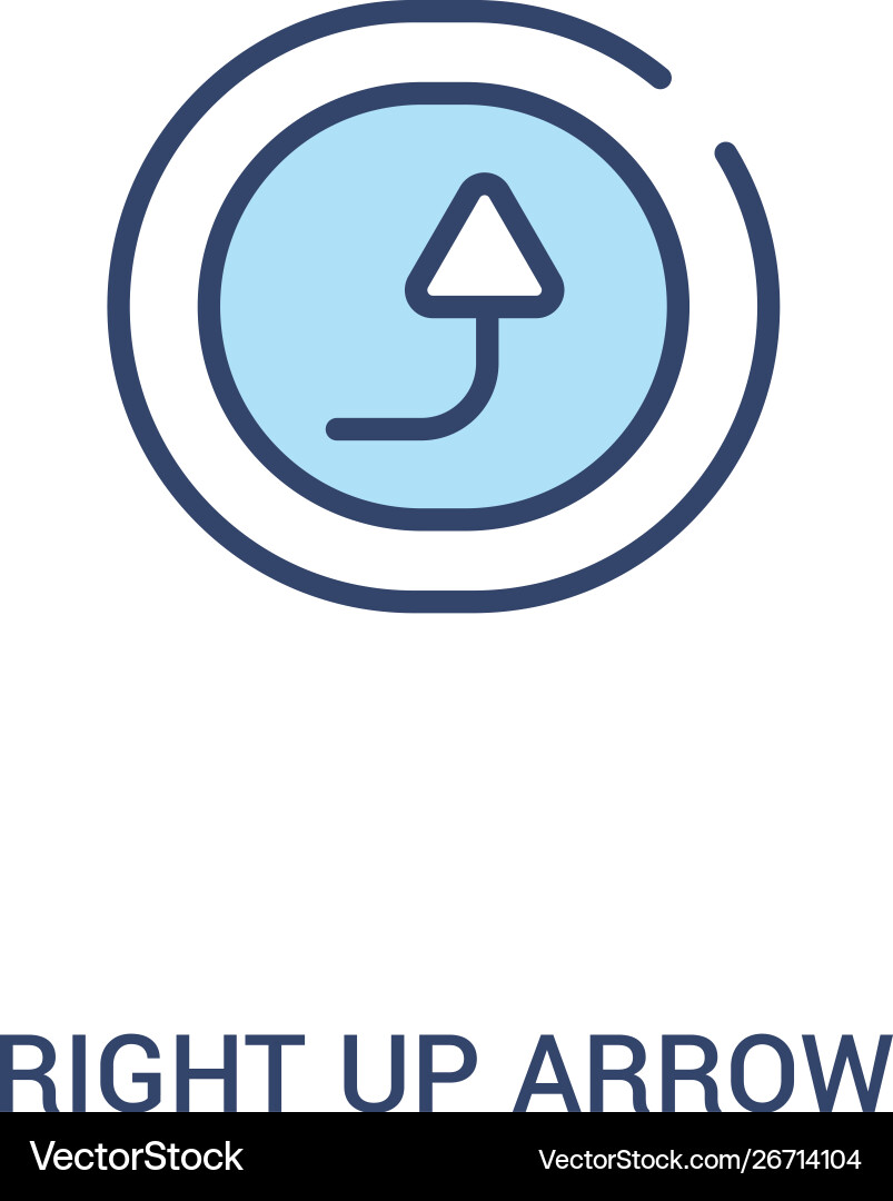 Right up arrow concept 2 colored icon simple line Right up arrow concept 2 colored icon simple line vector image