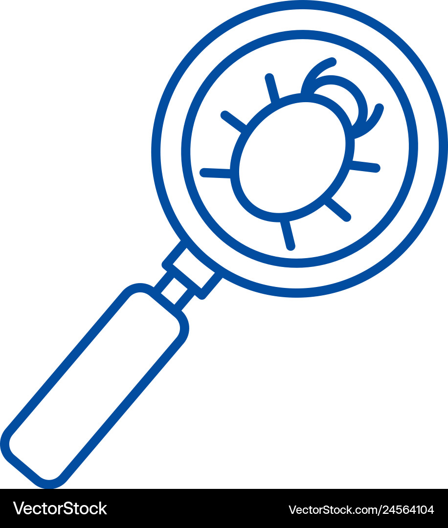 Searching bug line icon concept Searching bug line icon concept vector image