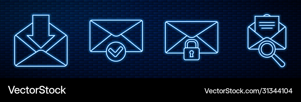 Set line mail message lock password envelope Set line mail message lock password envelope vector image