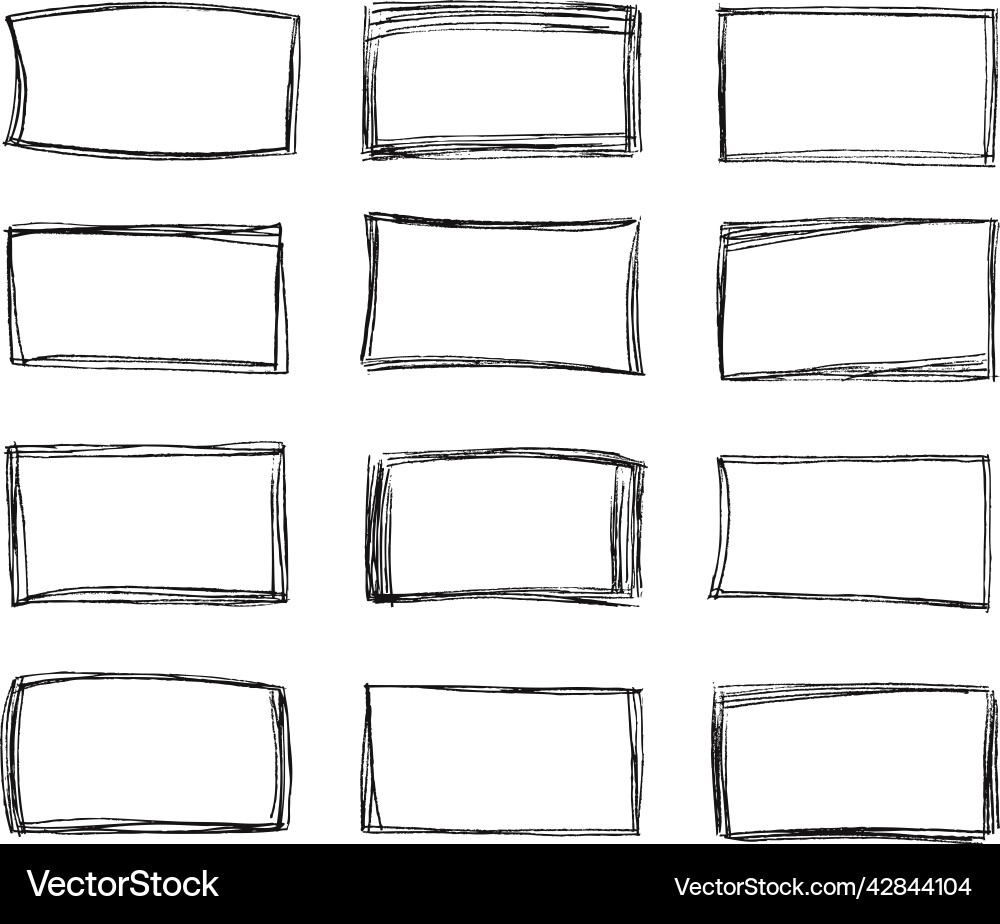 Sketch square frames hand drawn rectangular shape Sketch square frames hand drawn rectangular shape vector image