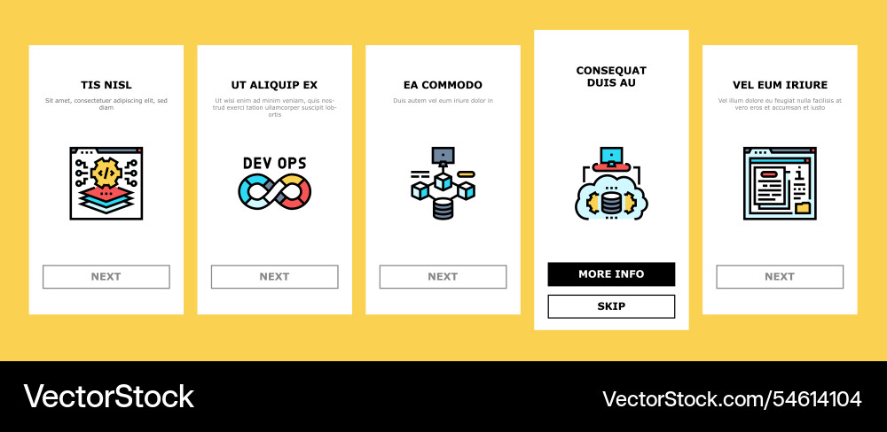 Software engineer computer code onboarding icons Software engineer computer code onboarding icons vector image
