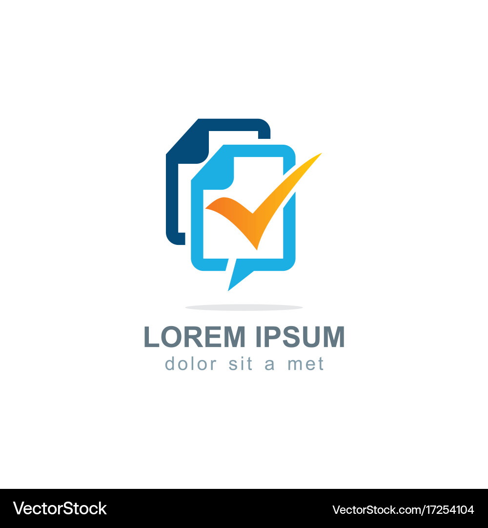 Talk bubble data information check mark logo vector image