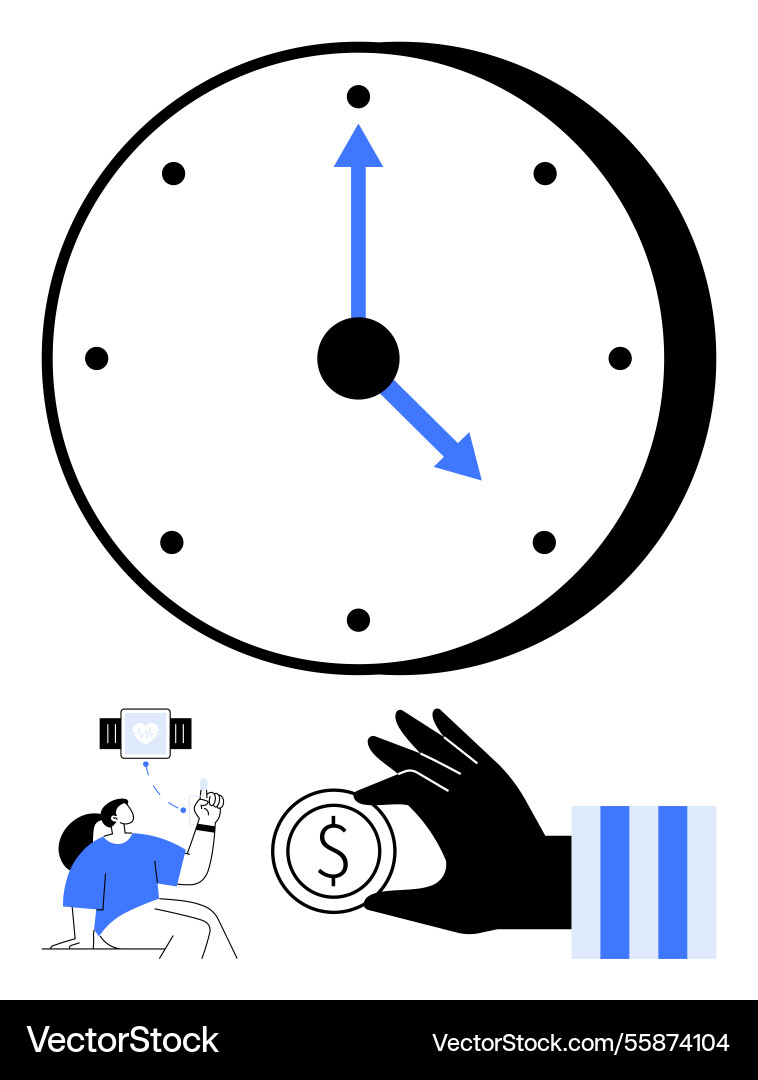 Time management concept with clock reward system Vector Image