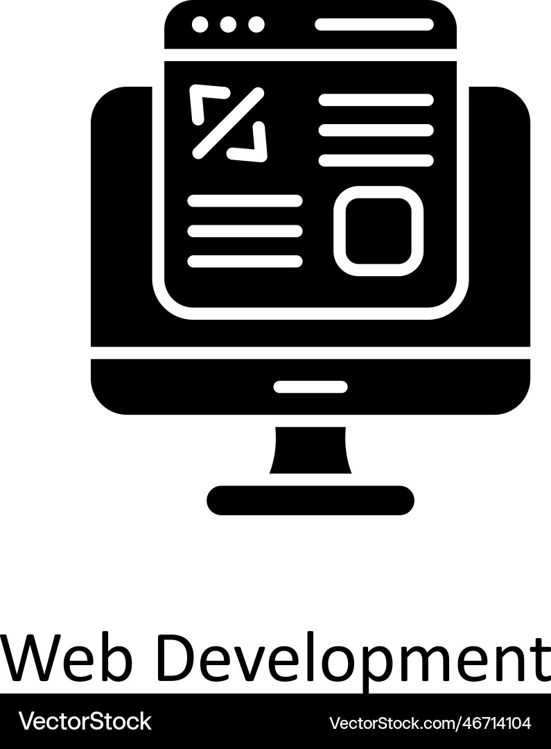 Web development solid icons simple stock vector image