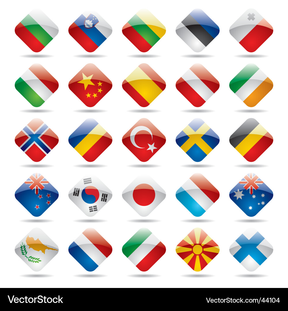 Weltflagge Icons Sammlung Vektorbild