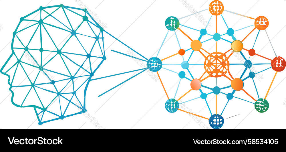 AI Brain Network Connection Vector Image
