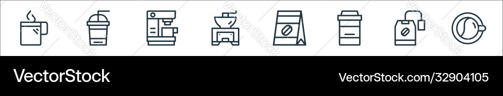 Coffee line icons linear set quality Coffee line icons linear set quality vector image