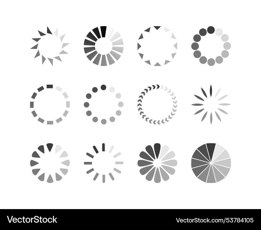 Collection loading bar status icon set of loaded Vector Image