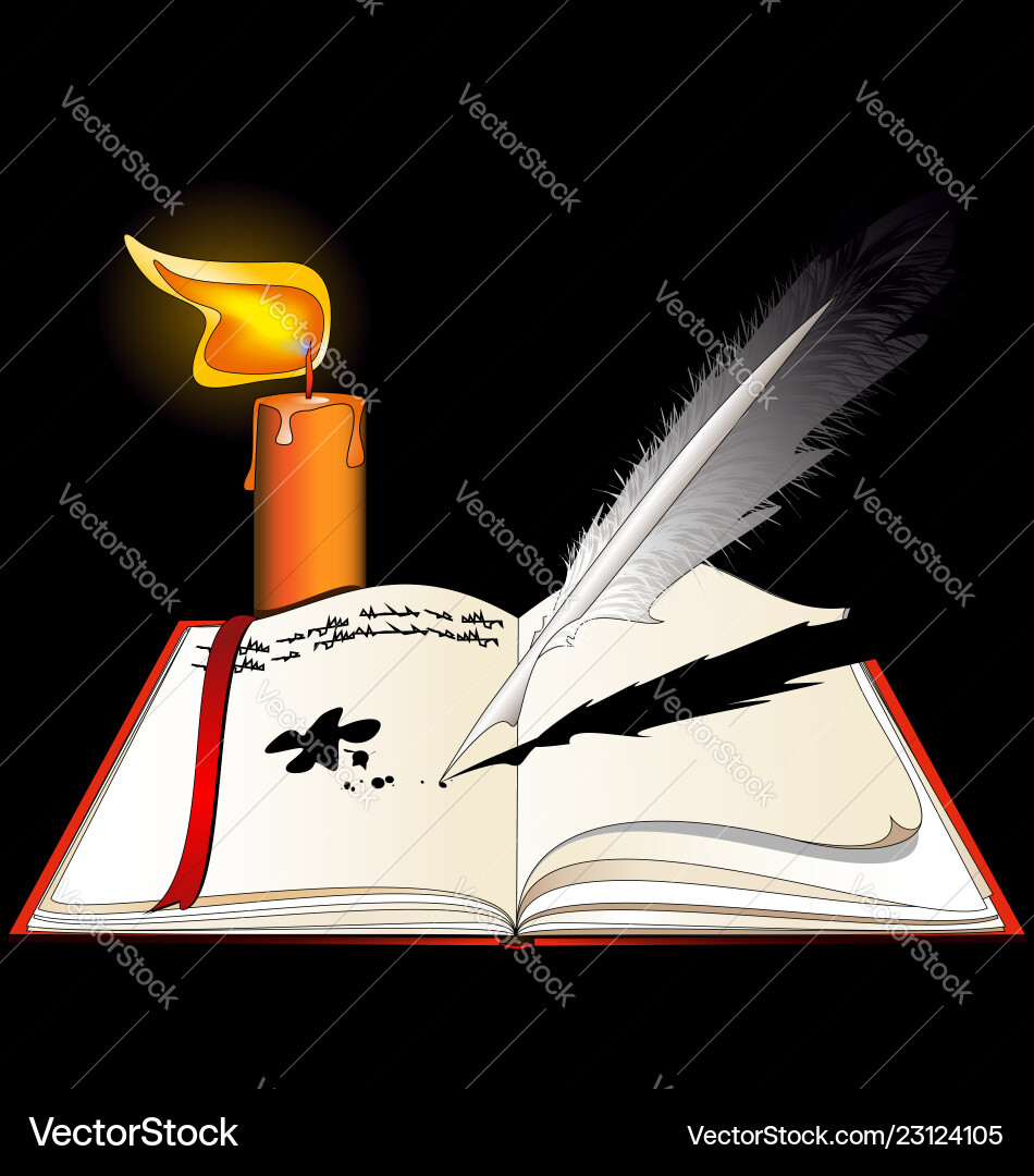 Dark background the open book with empty pages Vector Image