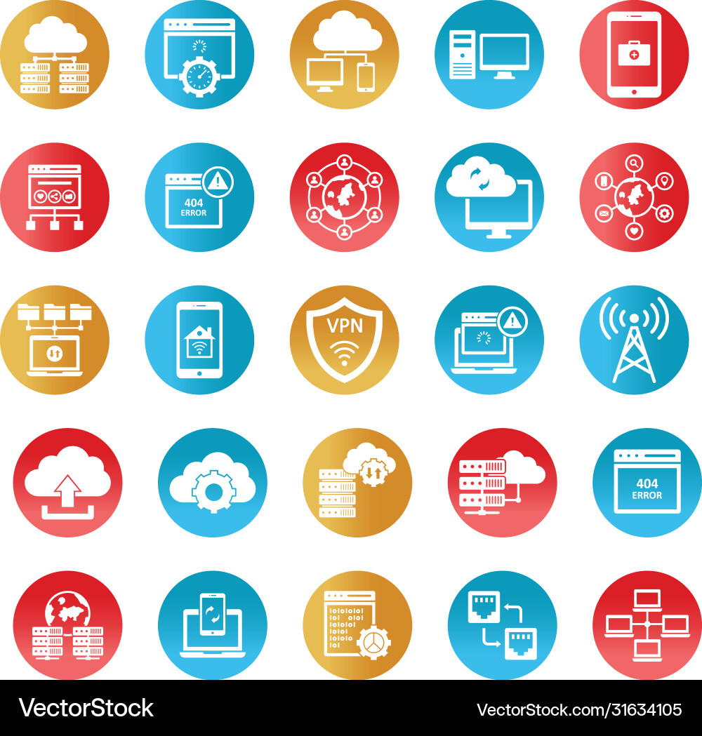 Data and networking icons set every single vector image