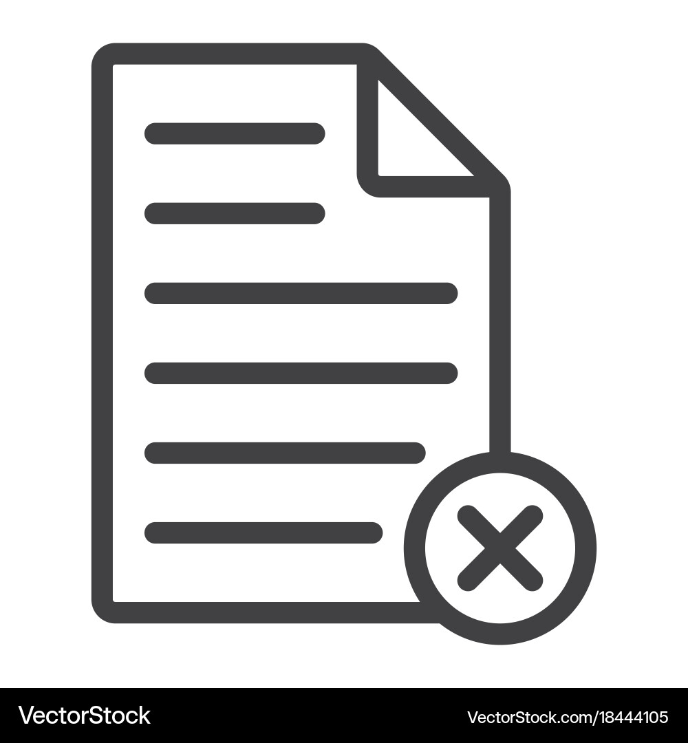 Delete document line icon web and mobile vector image