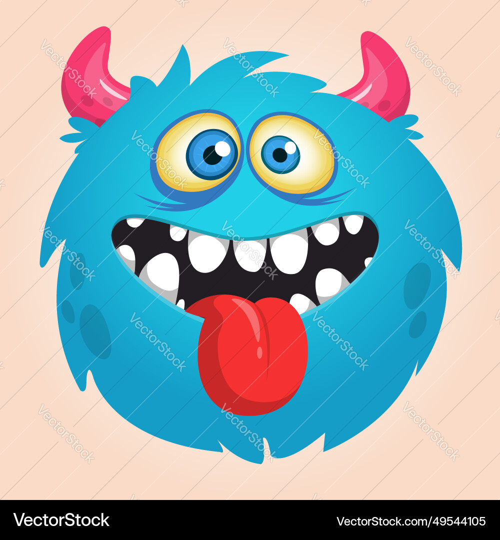 Funny cartoon monster character of cute and happy Funny cartoon monster character of cute and happy vector image