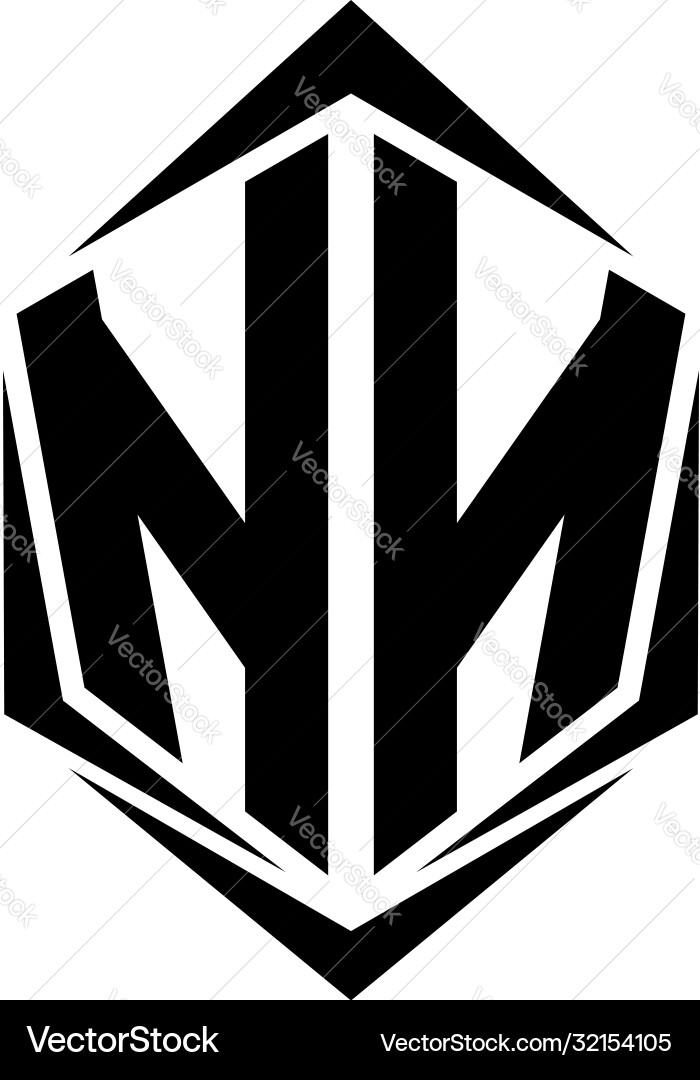 Initial nn logo design with shield style vector image