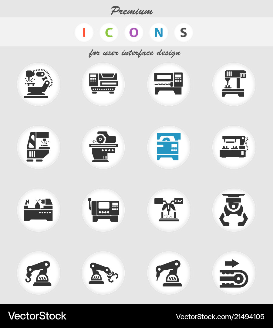 Machine tools icon set Vector Image