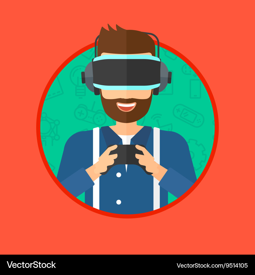 Mann trägt virtuelle Realität Headset Vektorbild