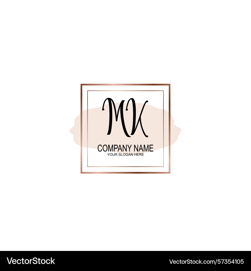 Minimalist handwritten mk initial logos with soft Minimalist handwritten mk initial logos with soft Vector Image