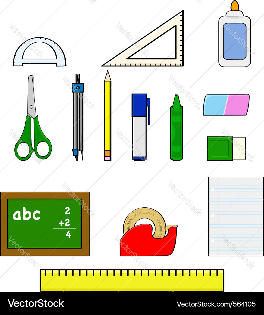 School Supplies Set Vector Image