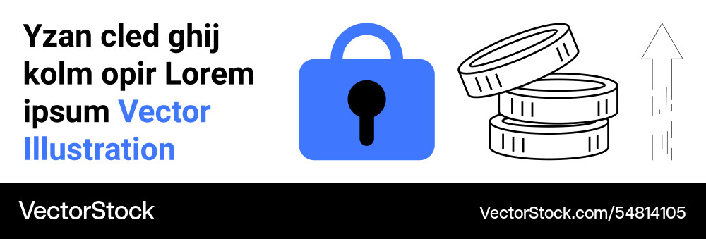 Secure savings growth concept with text and lock Vector Image