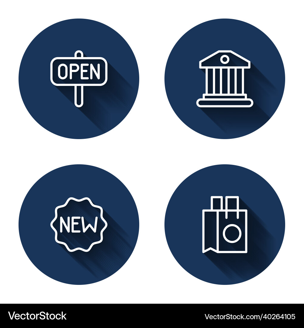 Set line hanging sign with text open bank Set line hanging sign with text open bank vector image
