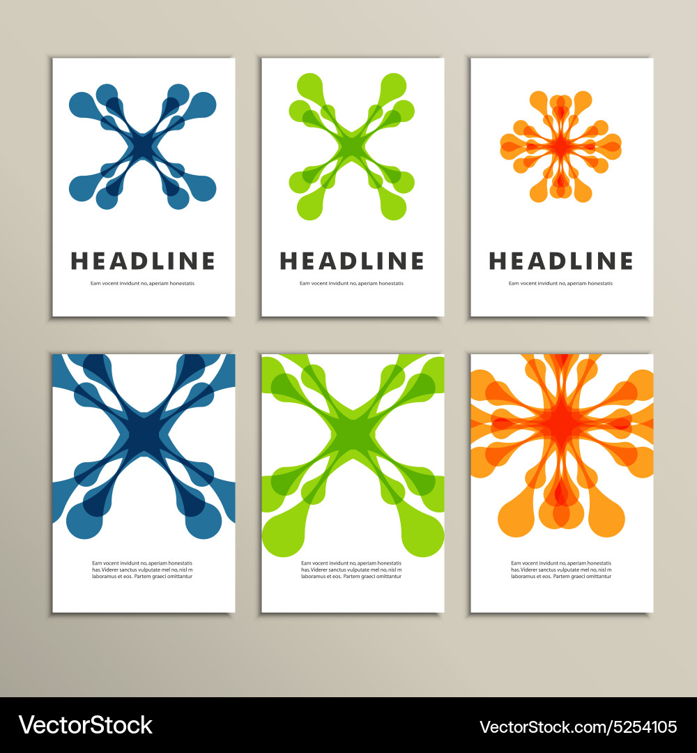 Set of six covers with abstract patterns Vector Image