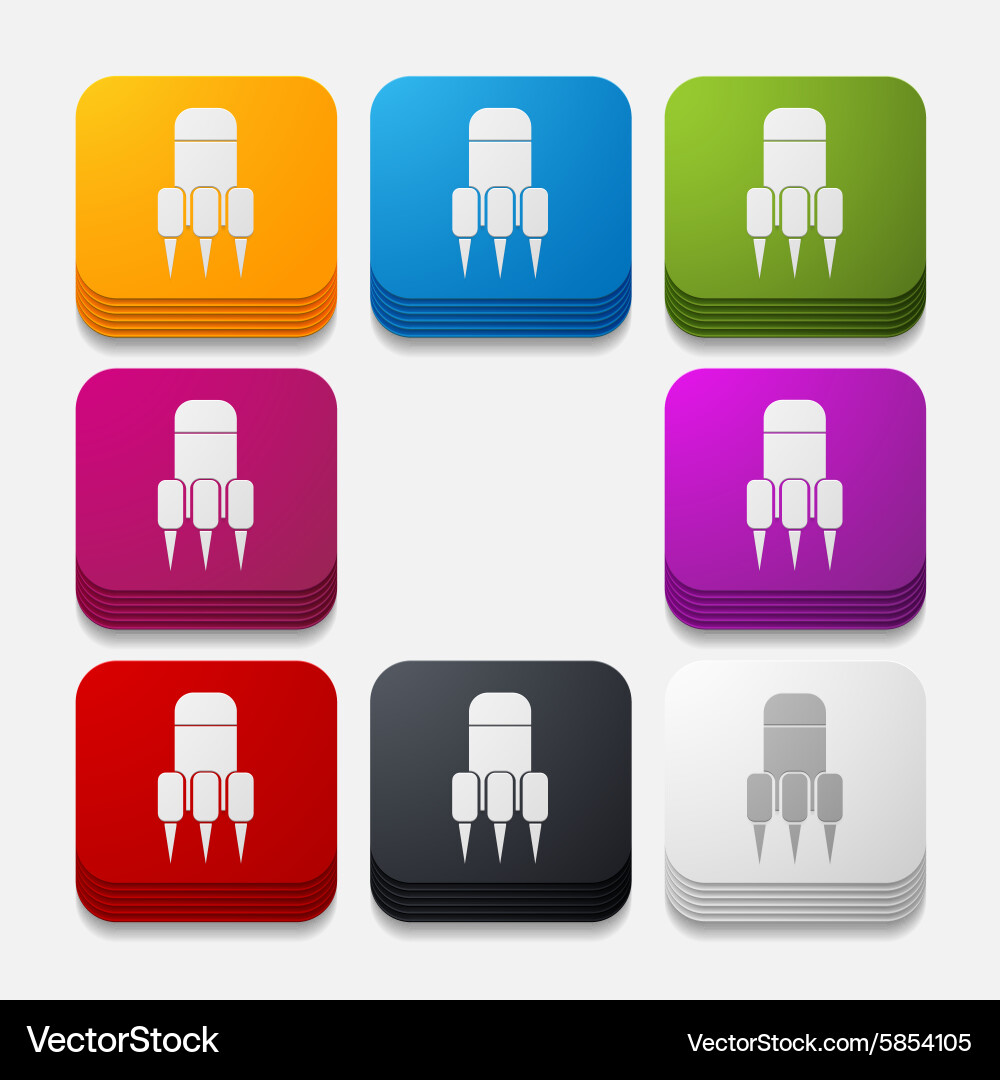 Square button rocket vector image