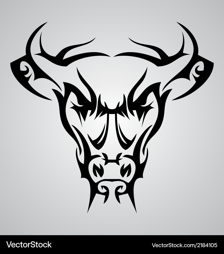 Tribal Bull Head Vector Image