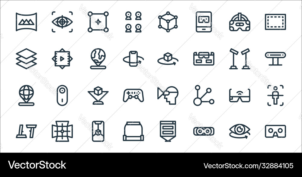 Virtual reality line icons linear set quality Virtual reality line icons linear set quality vector image