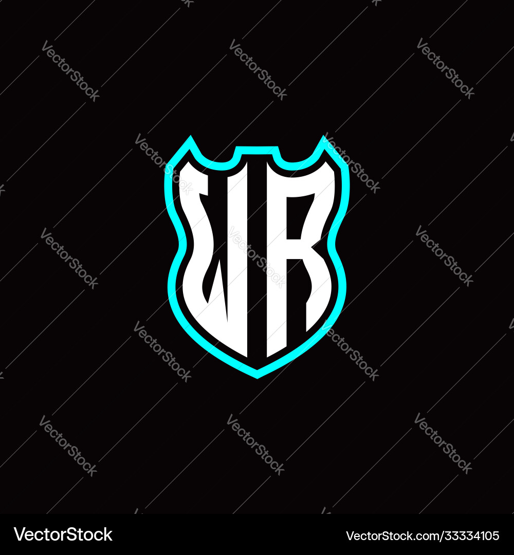 W r initial logo design with shield shape W r initial logo design with shield shape vector image