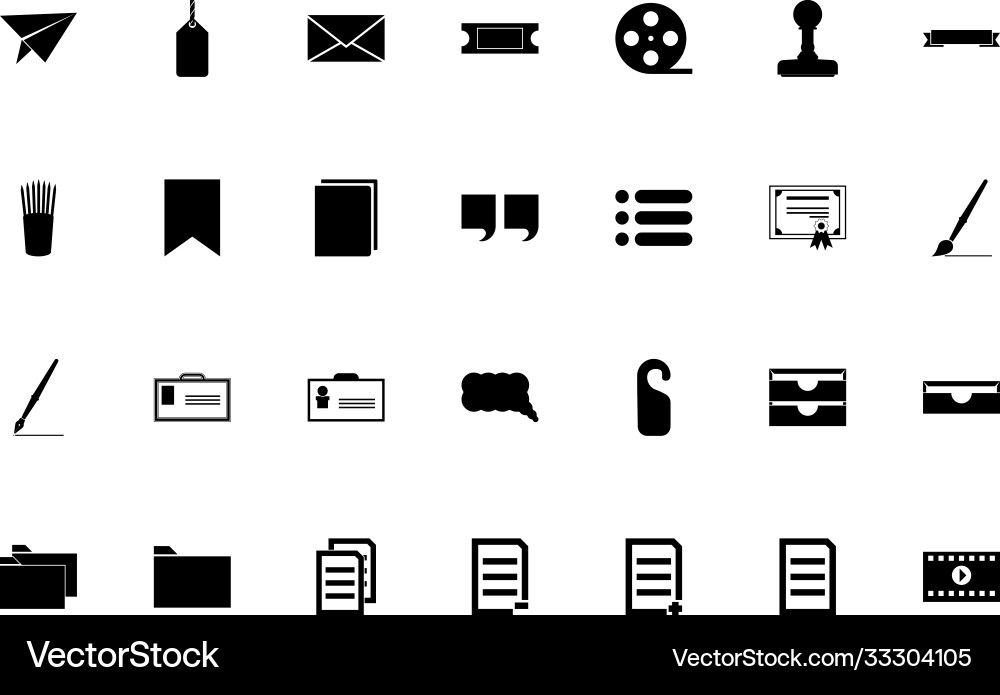 Web documents black color set solid style image Vector Image