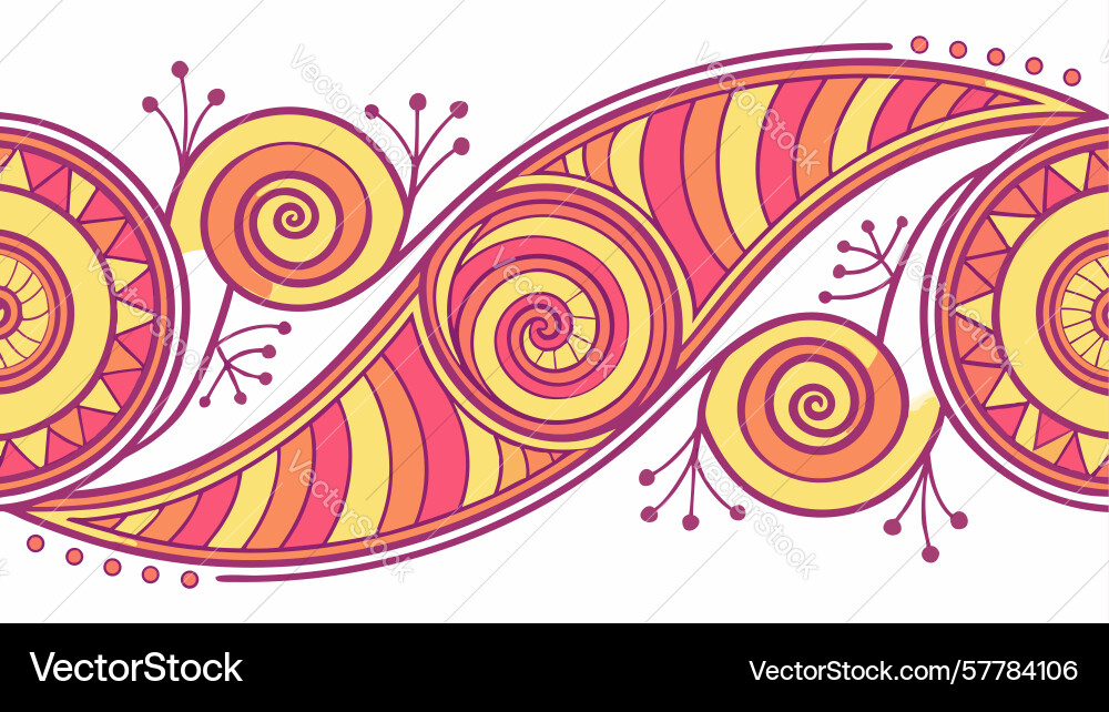 Abstract swirls with geometric pattern border vector image