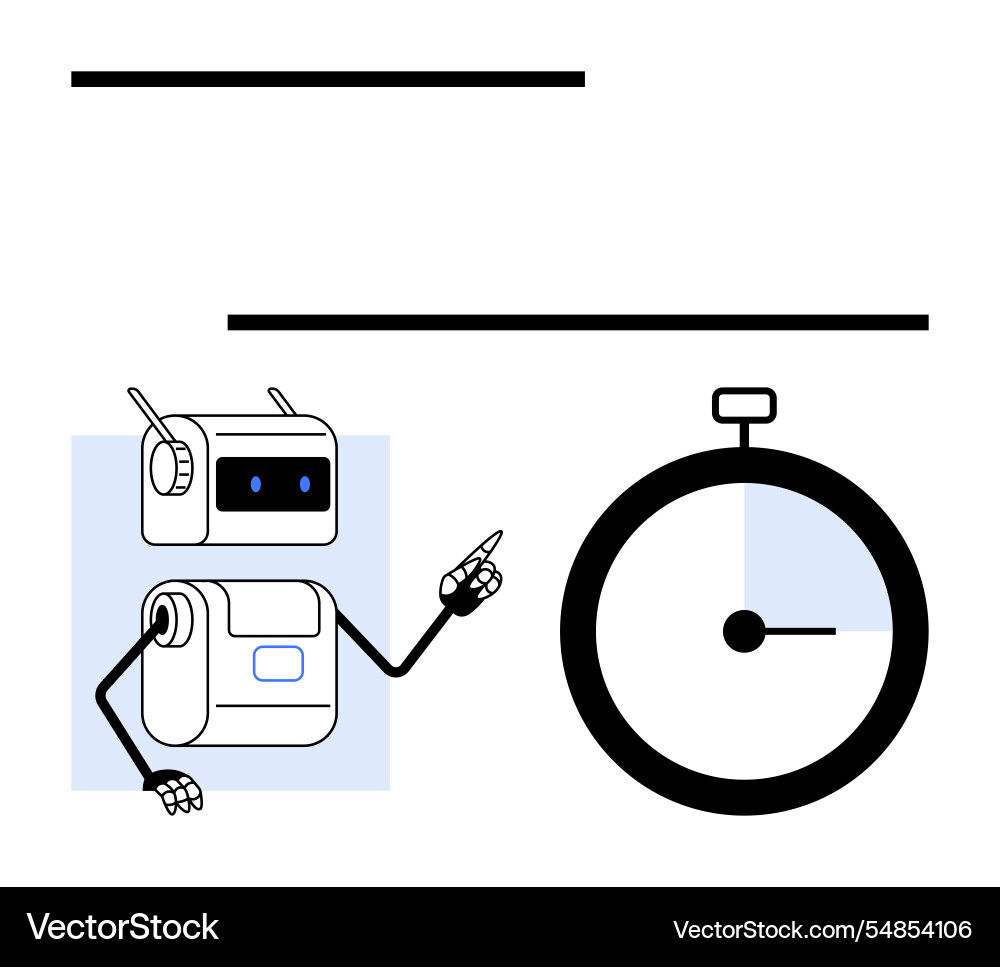 Ai robot with stopwatch representing efficiency Ai robot with stopwatch representing efficiency vector image