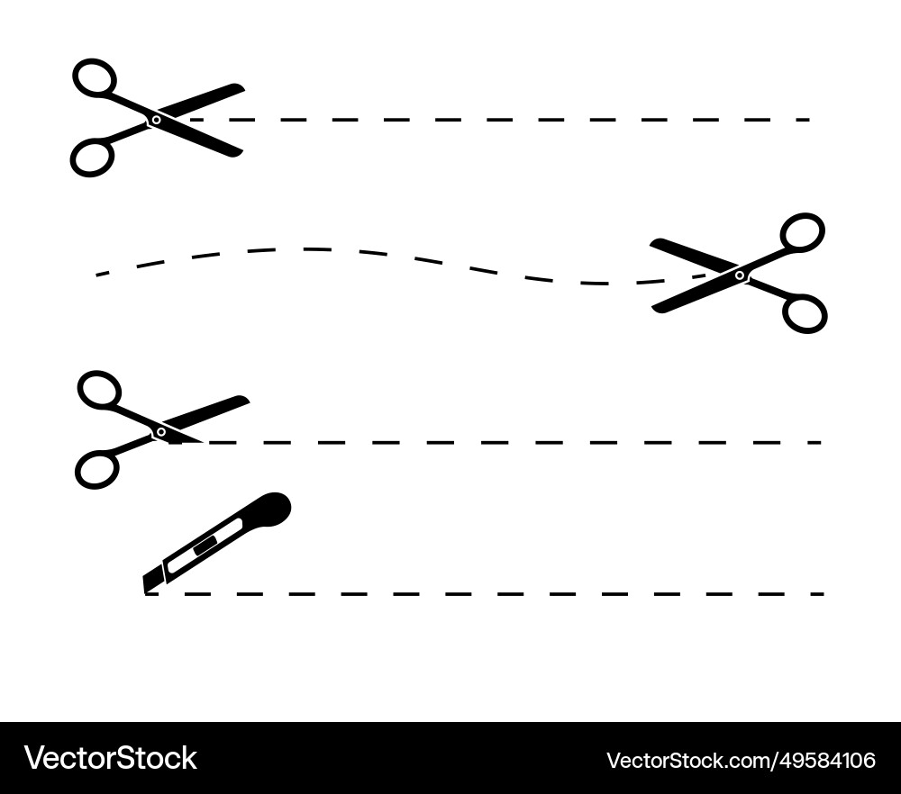 Cut here icon symbol lines with scissors Cut here icon symbol lines with scissors vector image