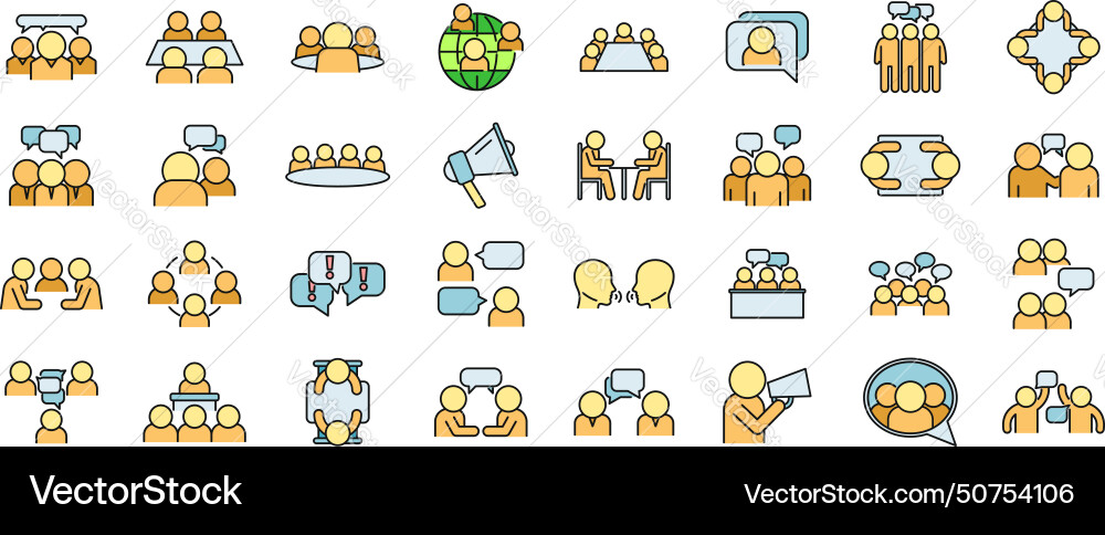 Discussion icons set color line Discussion icons set color line vector image