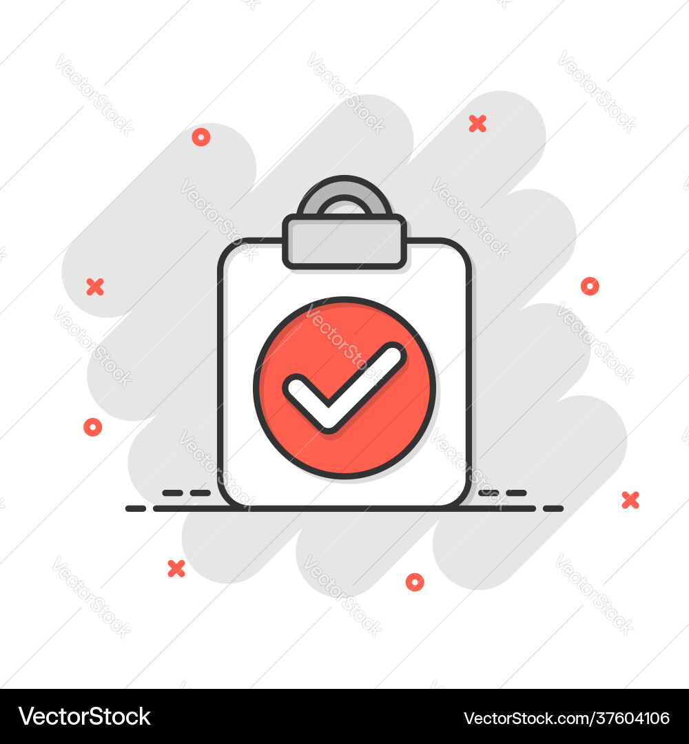 Document checkbox icon in comic style test Vector Image