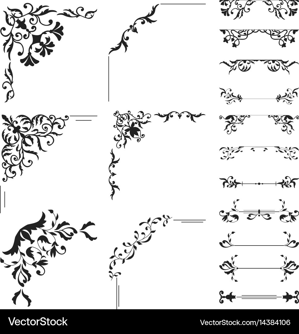 Floral Corner & Swirl Elements Vector Image