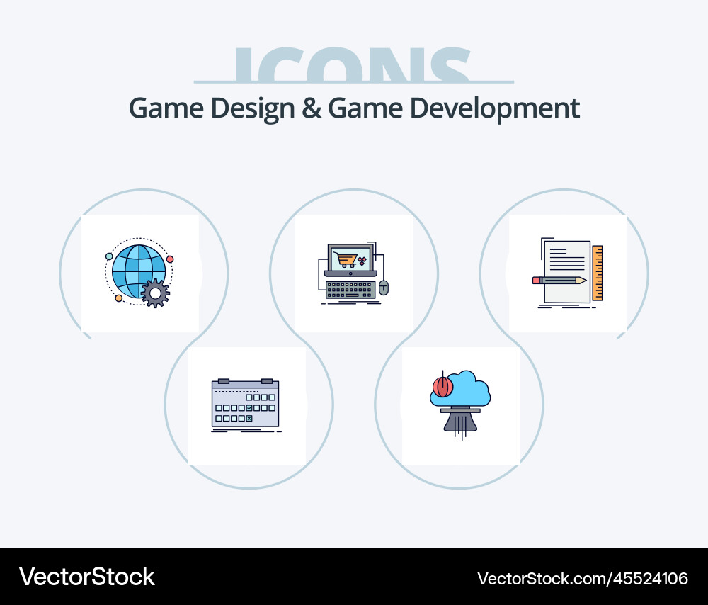Game design and development line filled icon Vector Image
