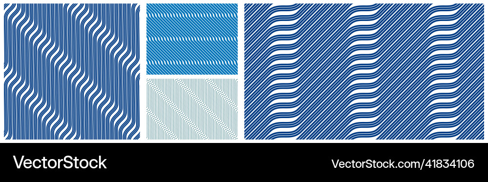 Geometric wavy lines seamless pattern set 3d Geometric wavy lines seamless pattern set 3d vector image