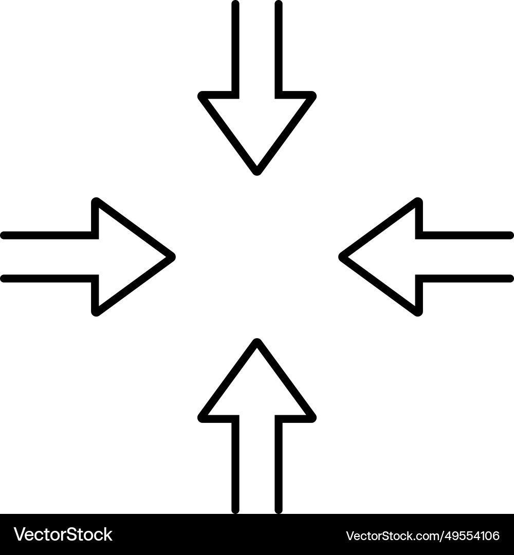 Inward icon design in linear style four arrows Vector Image