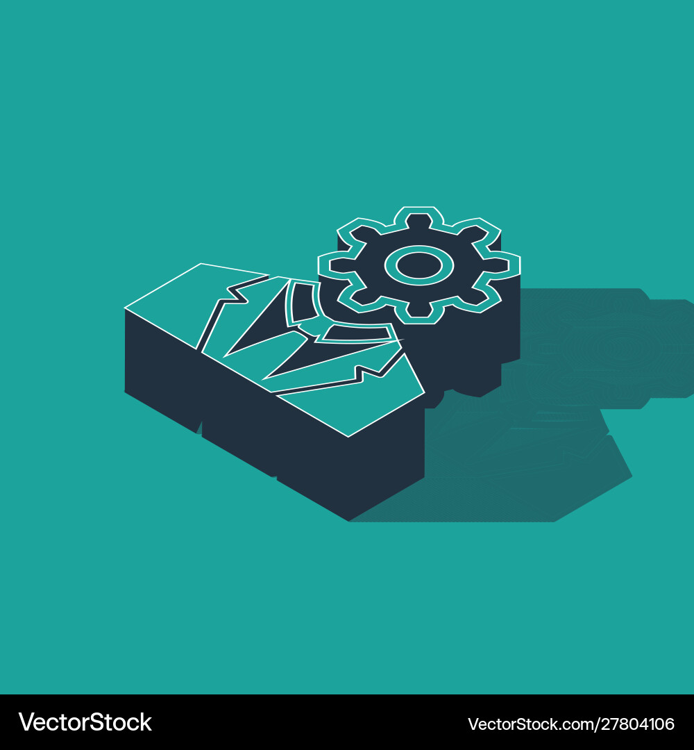 Isometric human head with gear inside icon Isometric human head with gear inside icon vector image