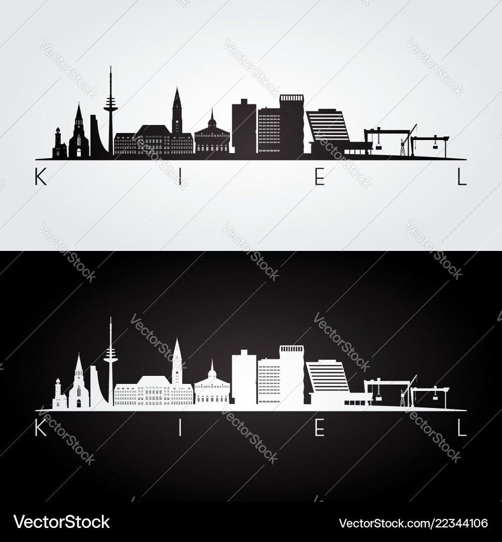 Kiel Skyline und Wahrzeichen Silhouette Kiel Skyline und Wahrzeichen Silhouette vektorbild